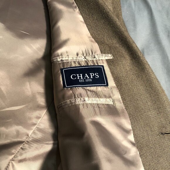 Chaps Mens Blazer Jacket Size 46R Gray Wool-Blend Double Button Workwear Brown - Picture 15 of 16